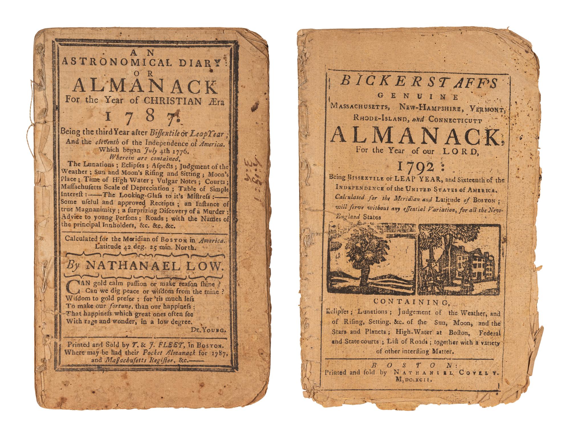 [ALMANACS - BOSTON]. A group of 8 almanacs, published Boston by various printers, comprising: