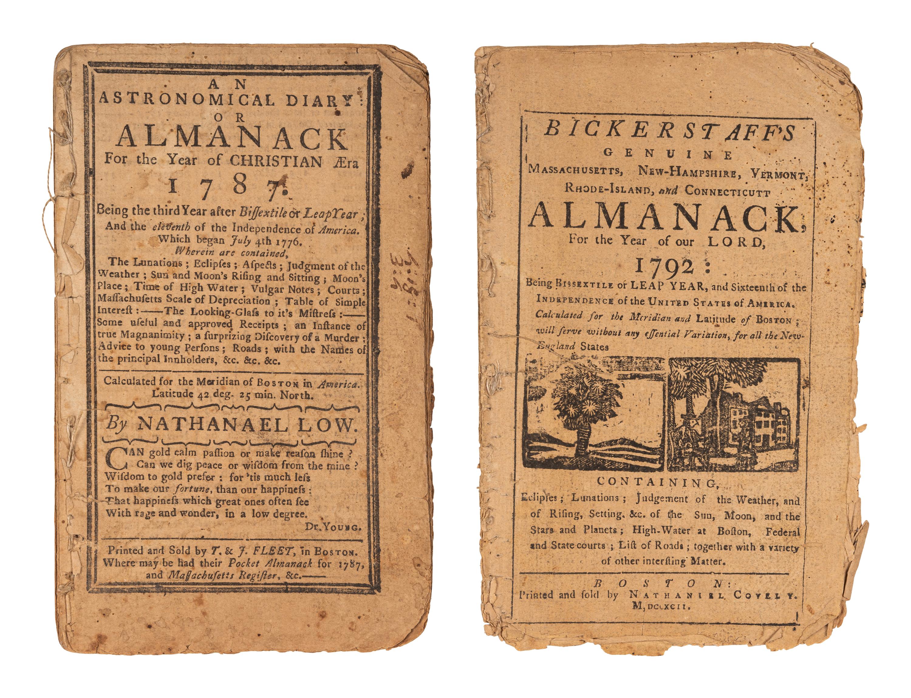 [ALMANACS - BOSTON]. A group of 8 almanacs, published Boston by various printers, comprising: