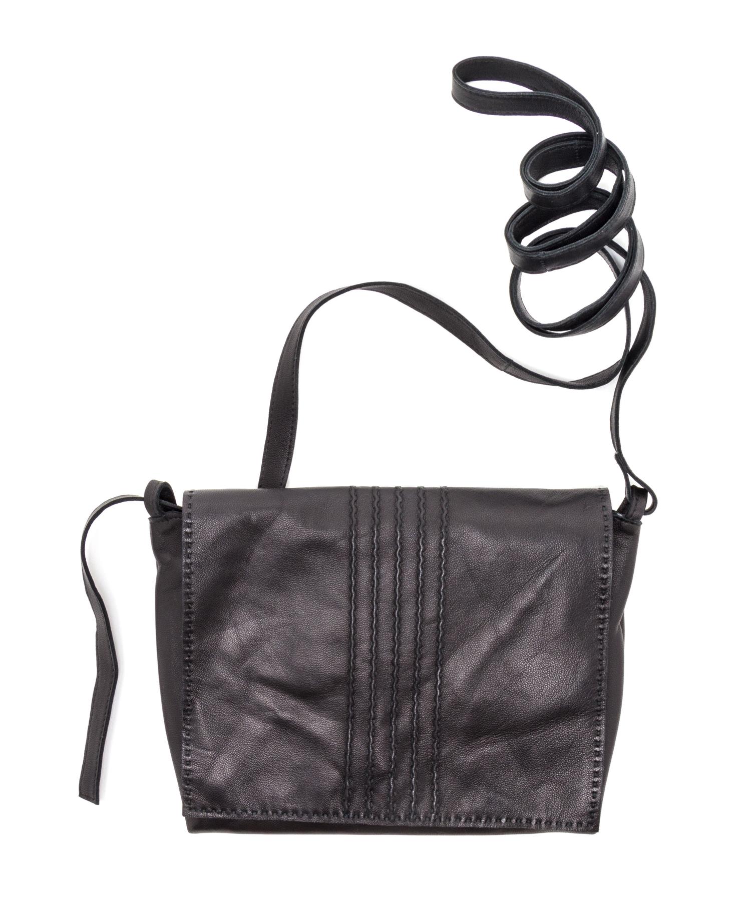 An Hermes Noir Agneau Crossbody Travel Pouch, 8" x 6" x .5".