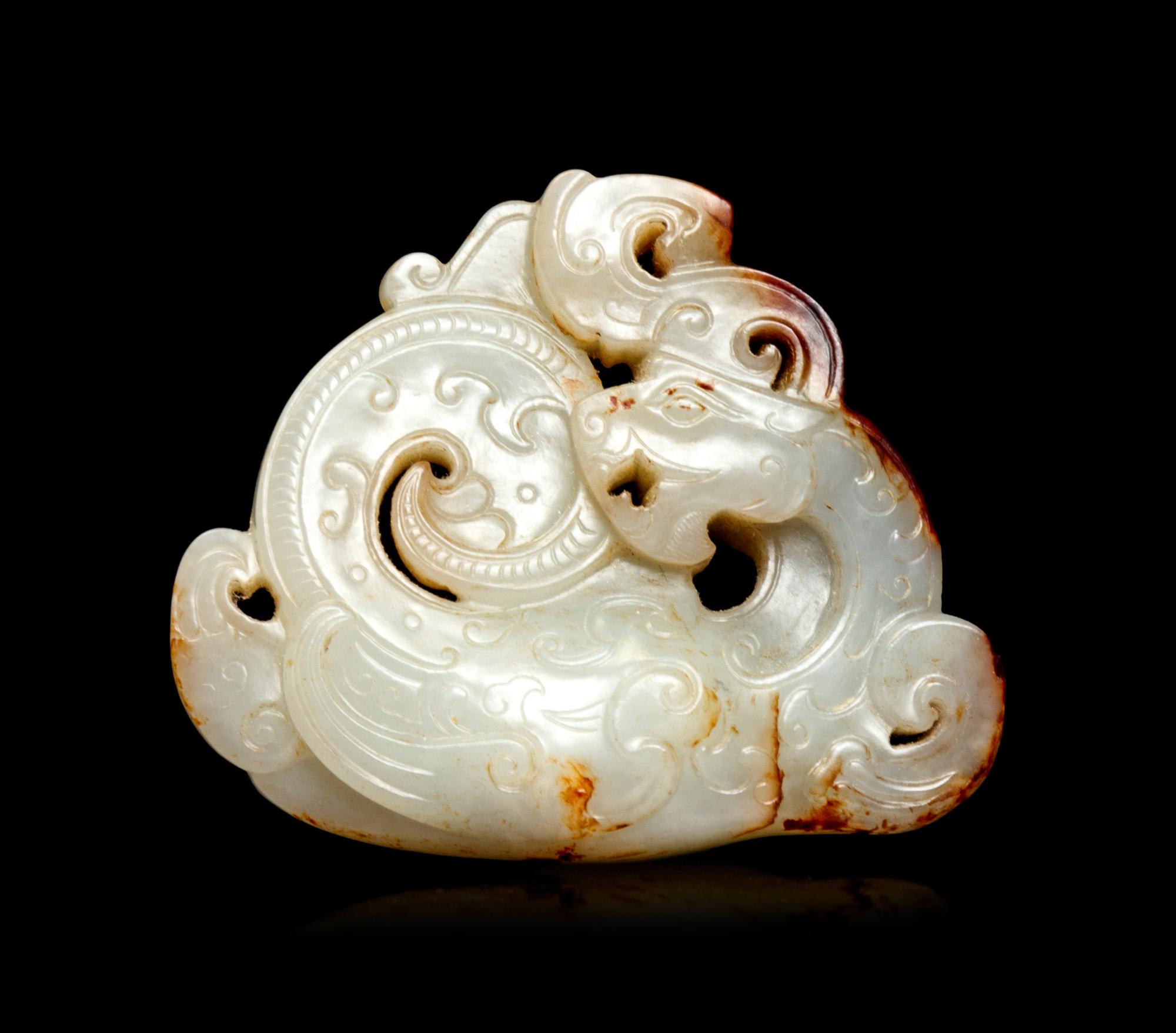 A White and Russet Carving of Phoenix