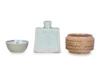 Three Chinese Celadon Glazed Porcelain Articles