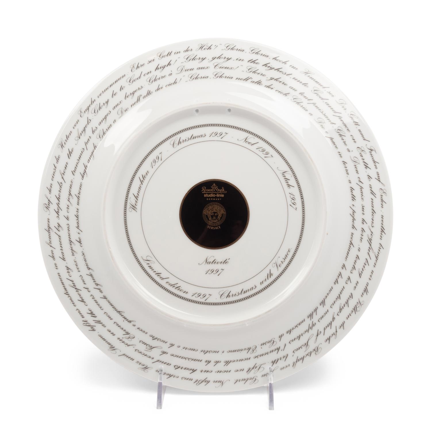 Eight Versace Porcelain Christmas Chargers