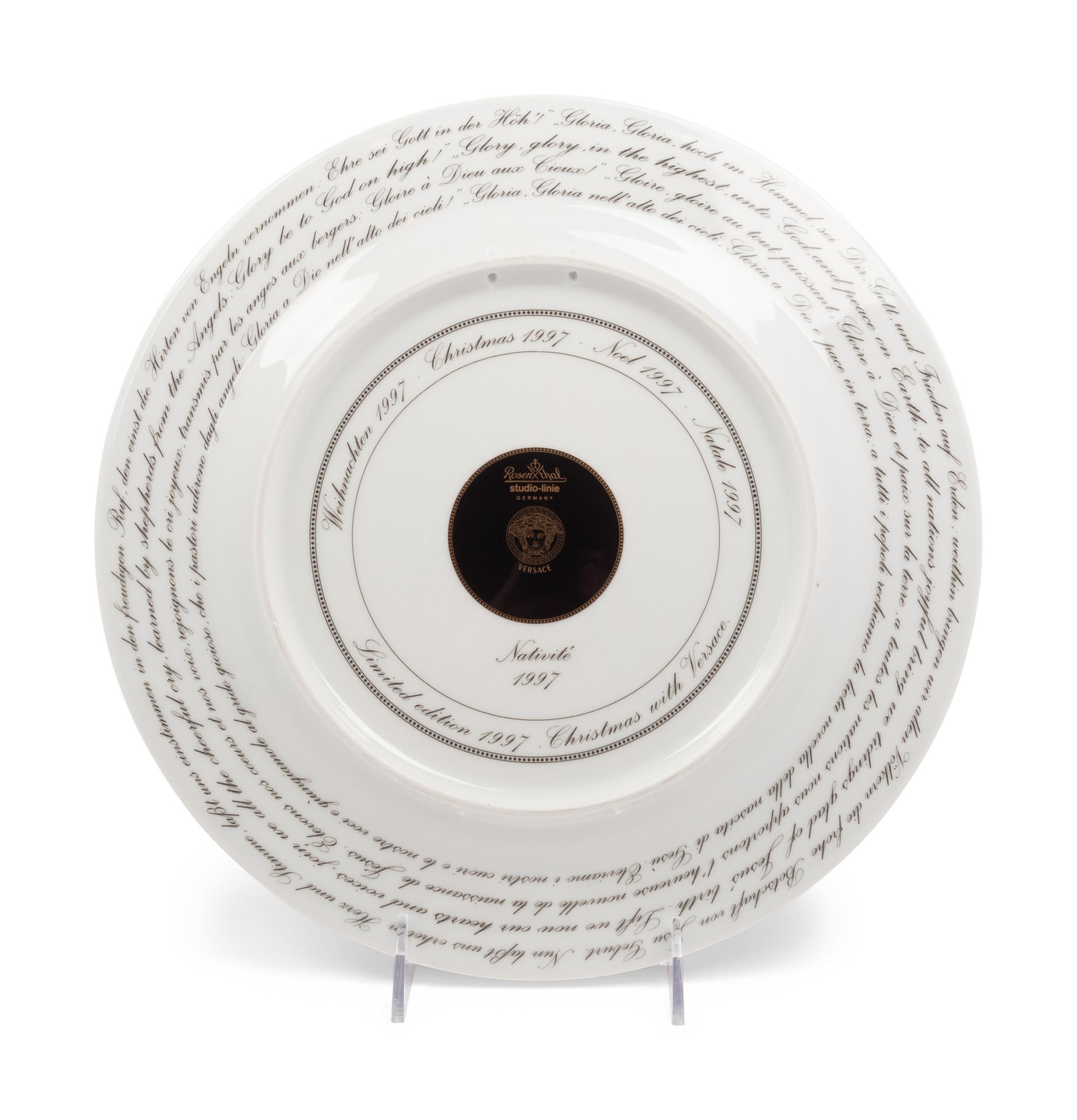 Eight Versace Porcelain Christmas Chargers