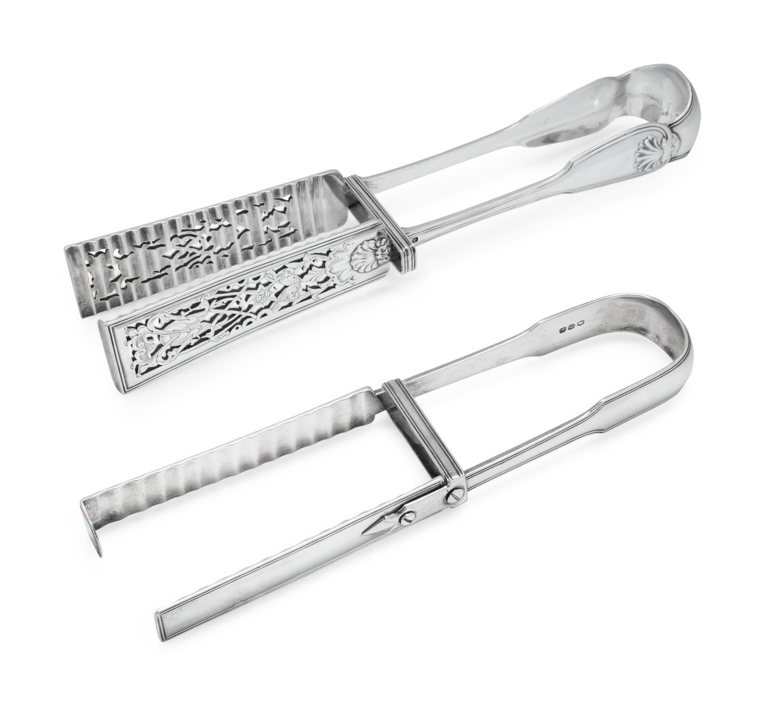 Two Silver Asparagus Tongs