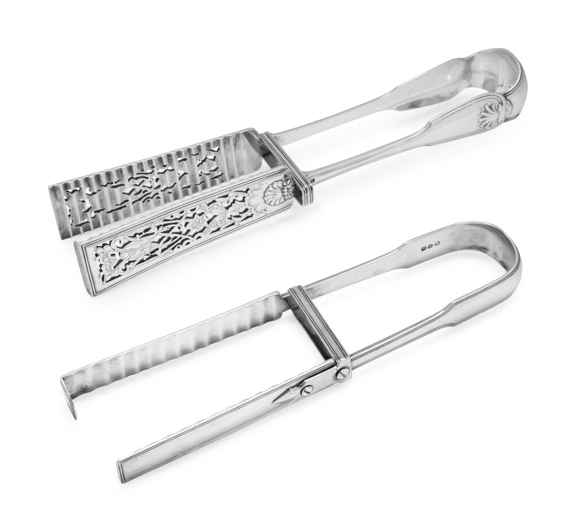 Two Silver Asparagus Tongs