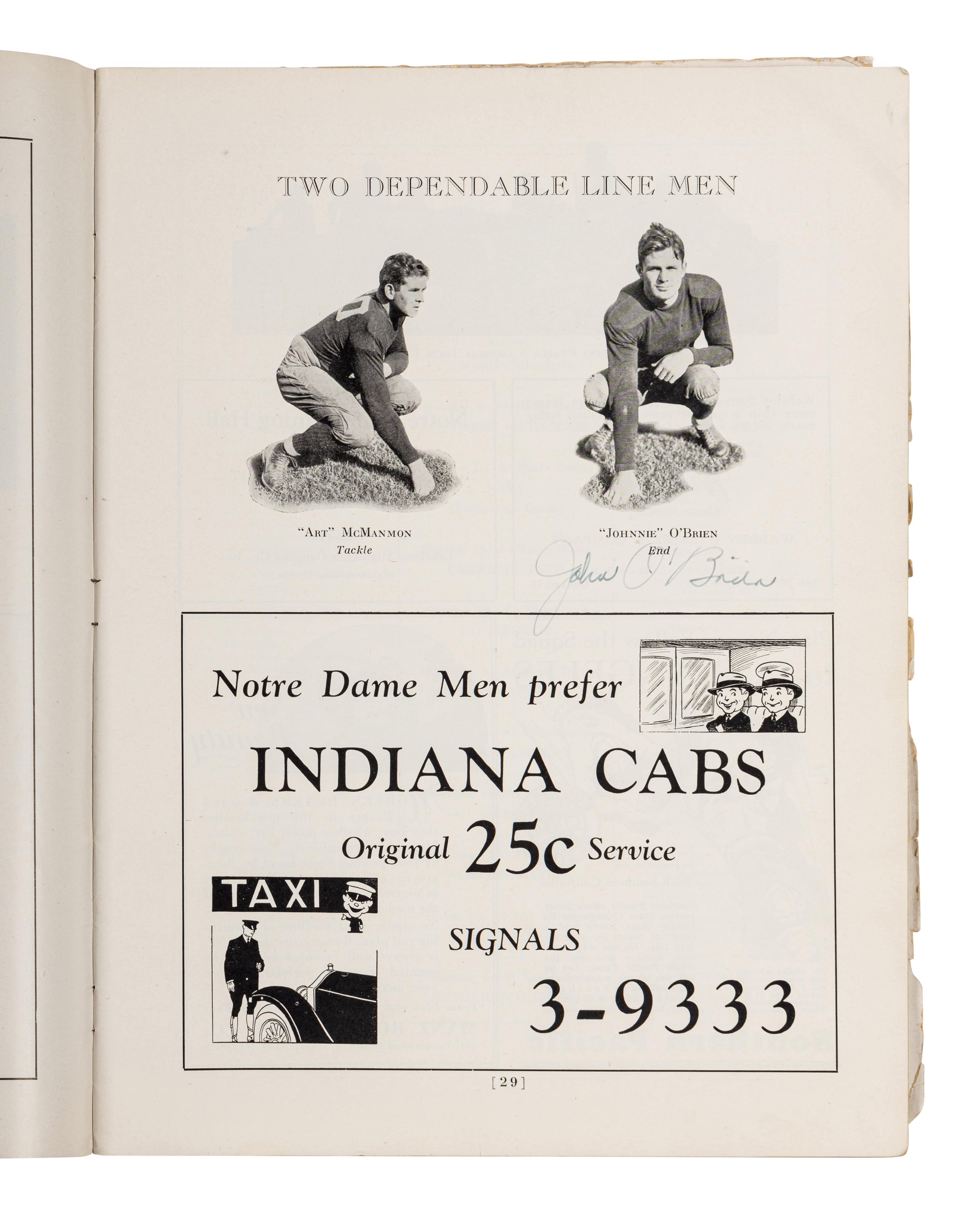 An Original 1930 Opening of Notre Dame Stadium Multi Signed Autograph Football Program Including Knute Rockne (Beckett Authentication Services BAS Letter),