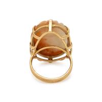 Ming's, Russet and White Jade and Yellow Gold Ring