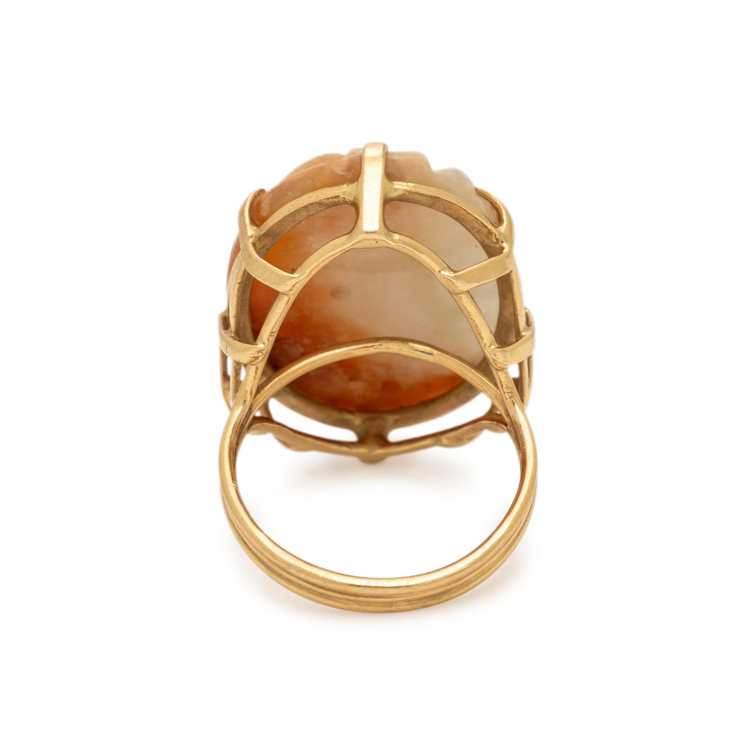 Ming's, Russet and White Jade and Yellow Gold Ring