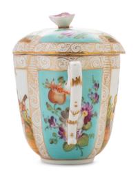A German Porcelain Covered Cup and Saucer