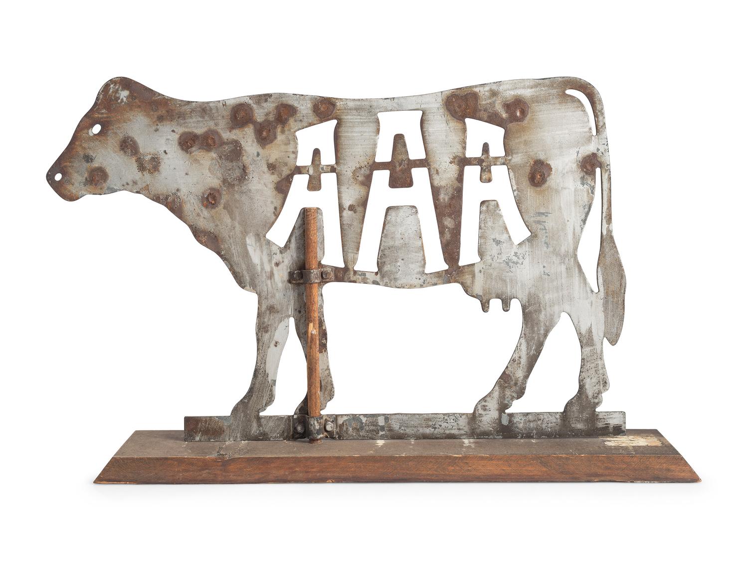 An American Angus Association Cut Iron Cow-Form Weathervane