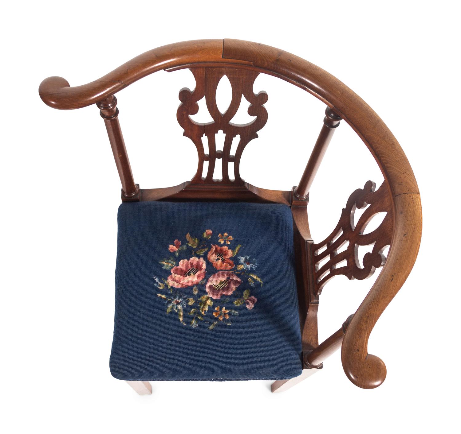 A George III Mahogany Corner Chair
