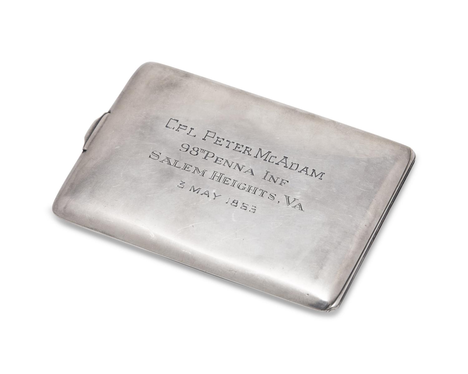 A Sterling Silver Commemorative Cigarette Case Presented to Corporal Peter McAdams