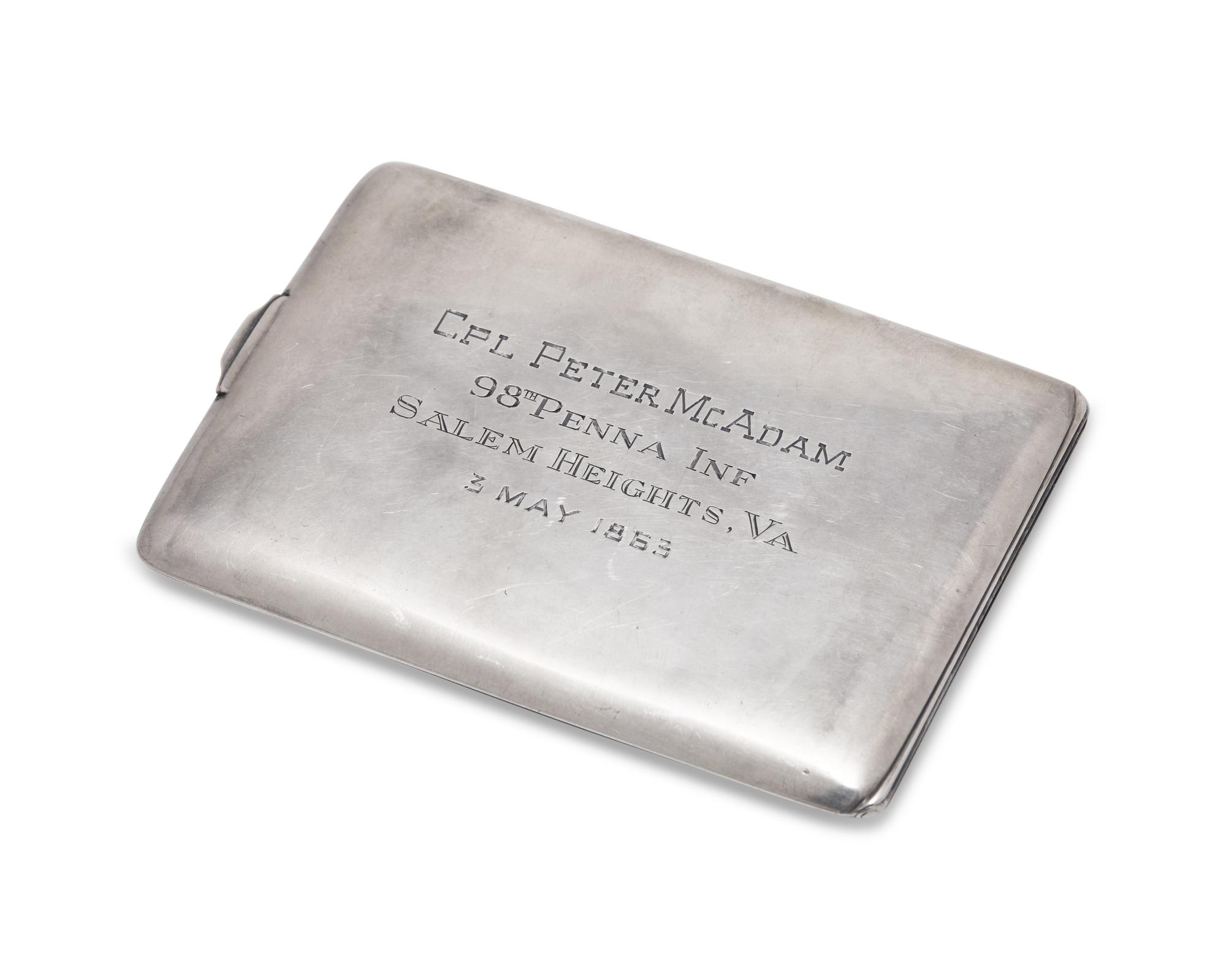 A Sterling Silver Commemorative Cigarette Case Presented to Corporal Peter McAdams