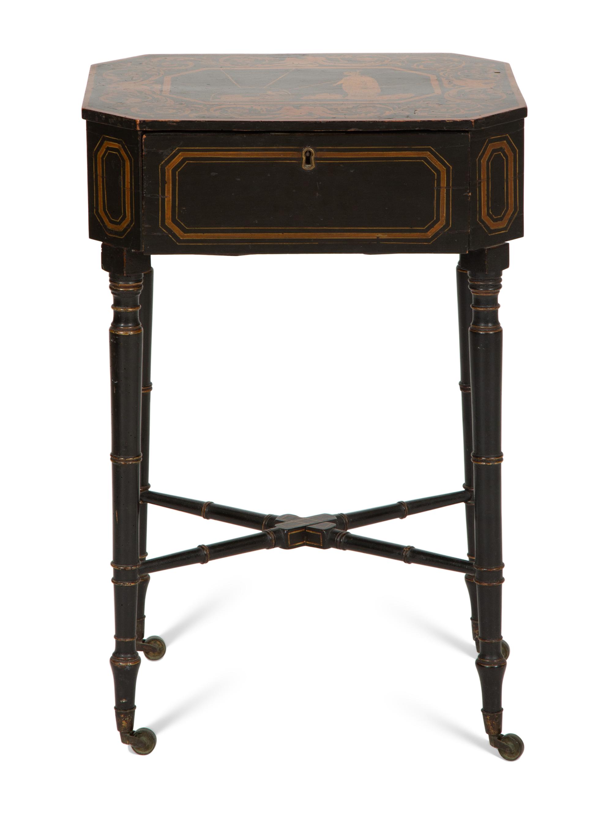 A George III Penwork Side Table