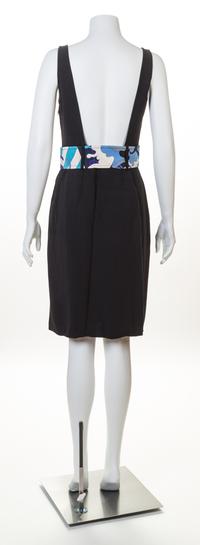 An Emilio Pucci Black Silk Sleeveless Dress, Size 8; Belt: 31.25" x 2.75".