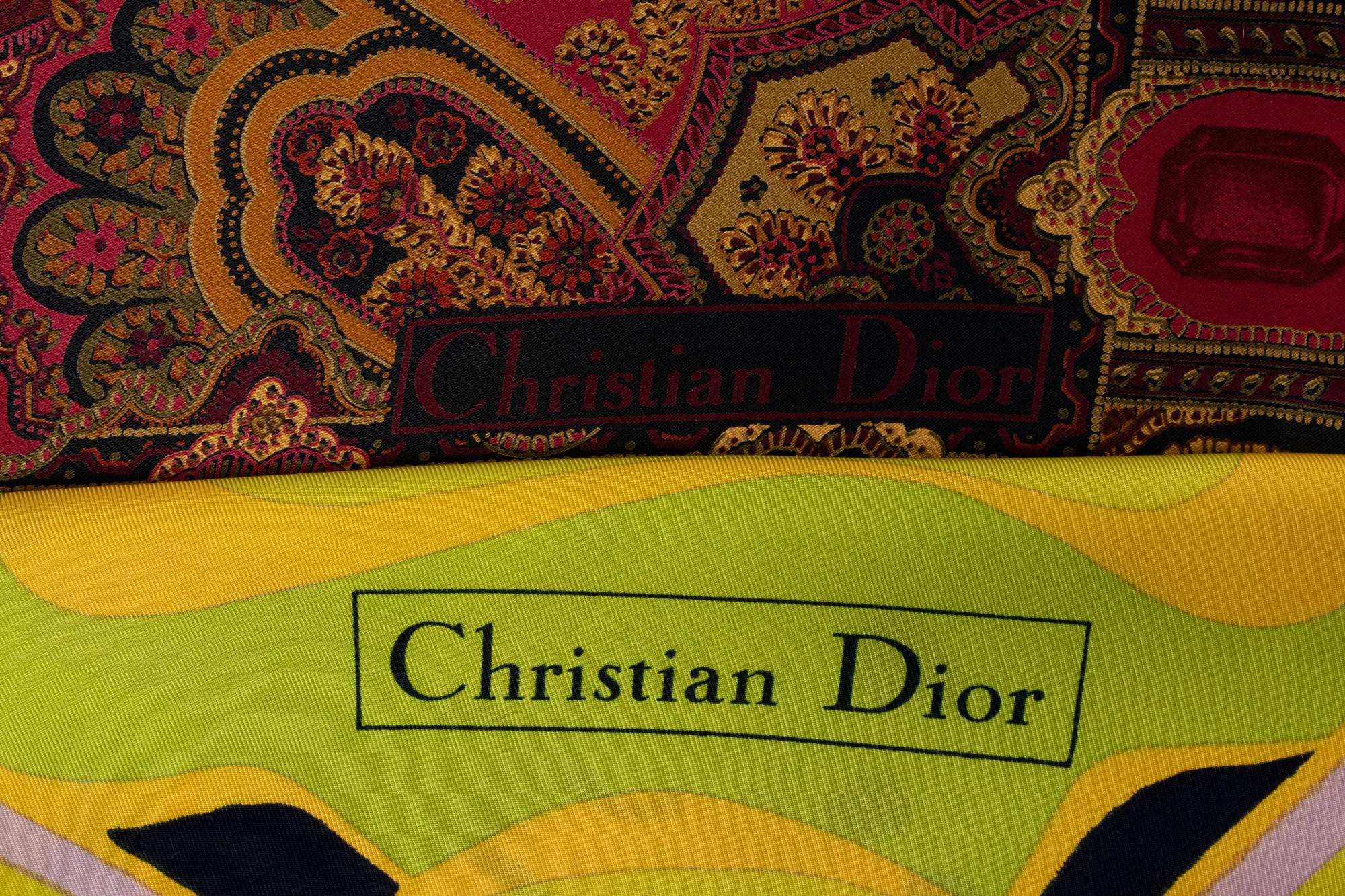 Two Dior Silk Scarves, 1970-90s