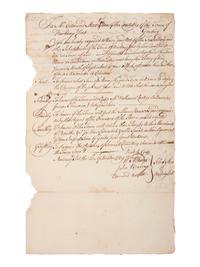 [TOWNSHEND ACT] -- [REVOLUTIONARY WAR]. Manuscript warrant for Town Meeting which includes a resolution related to the Boston Non-Importation agreement. Newburyport, Massachusetts, 13 September 1769.