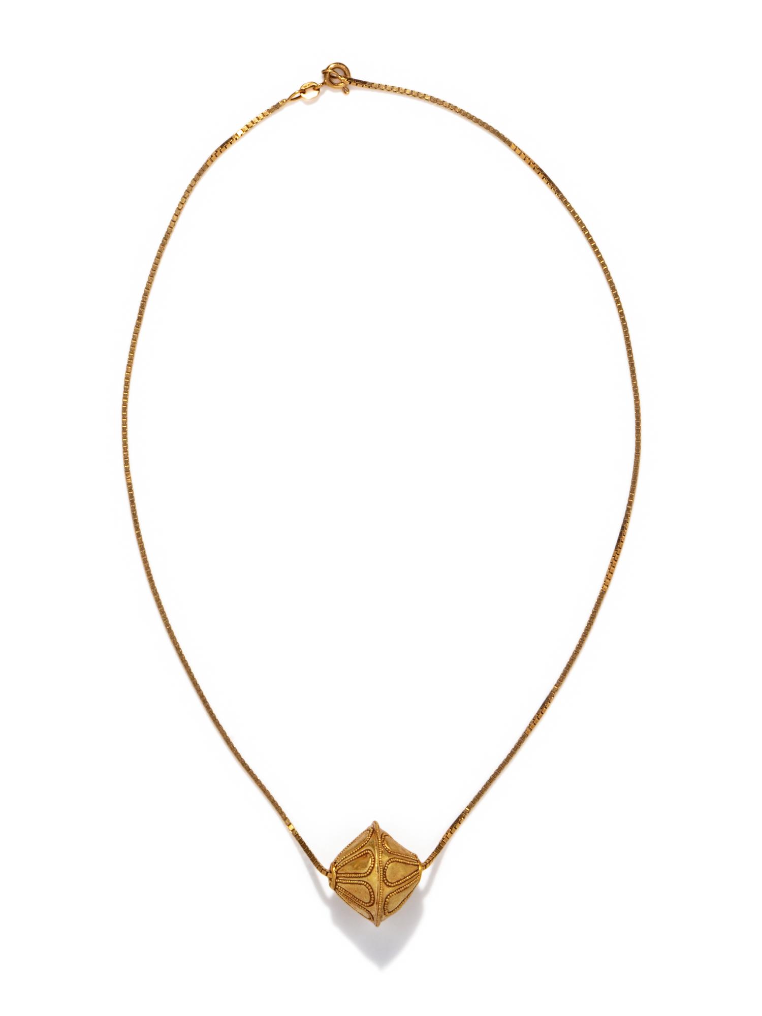 A Greek Gold Filigree Bead — with a modern gold chain