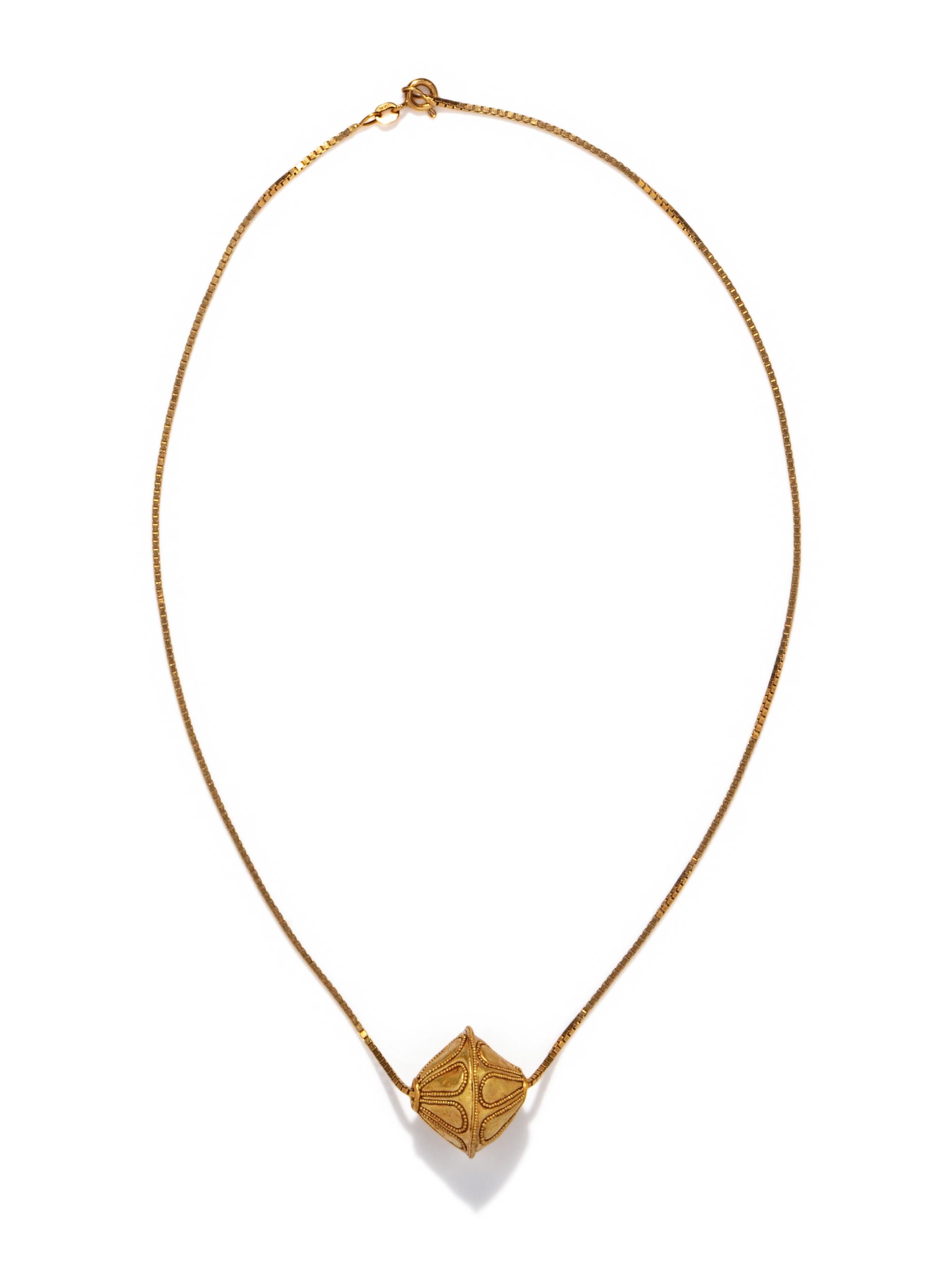A Greek Gold Filigree Bead — with a modern gold chain