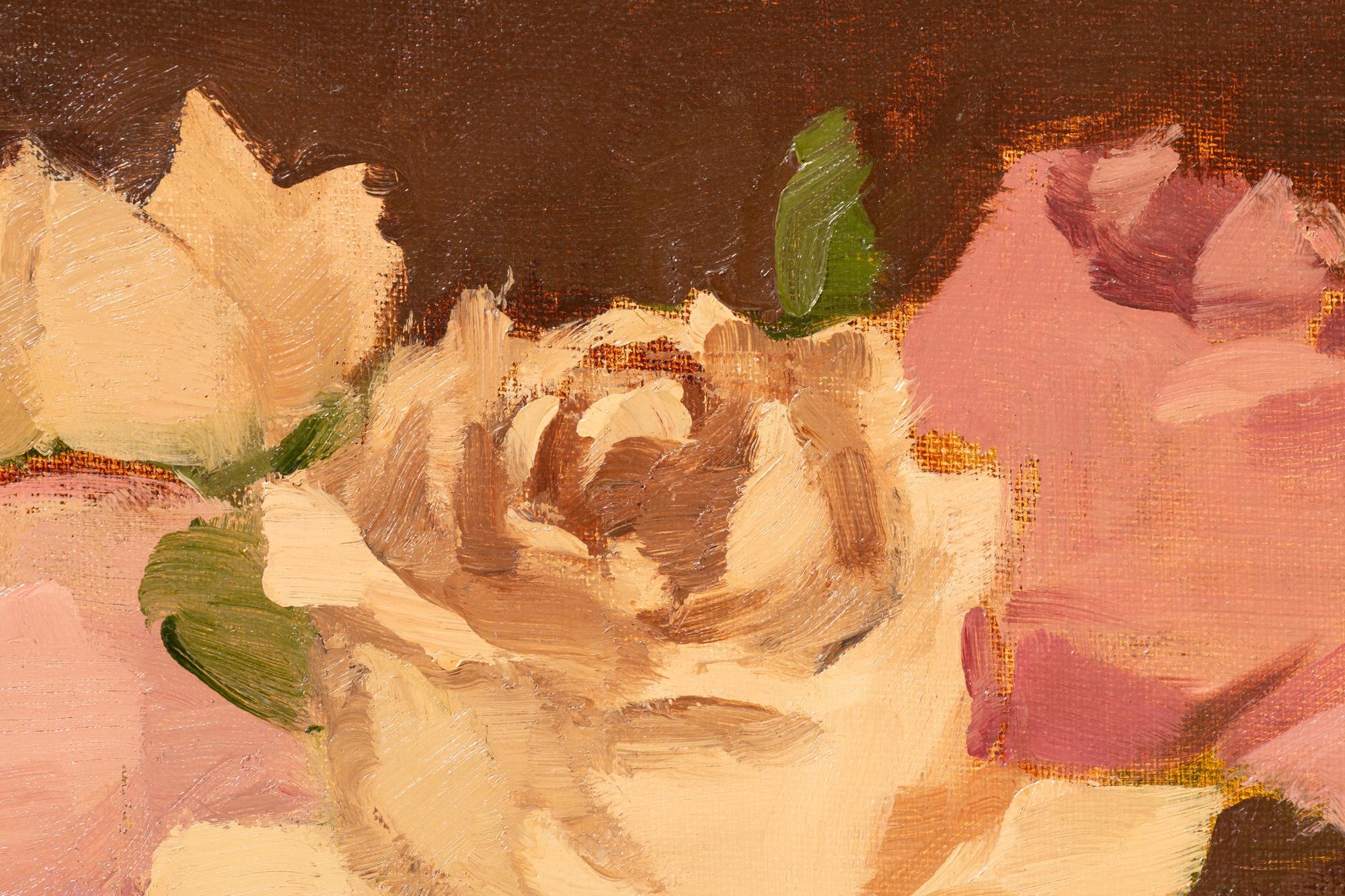 Pink Roses in a Glass Vase , 1980