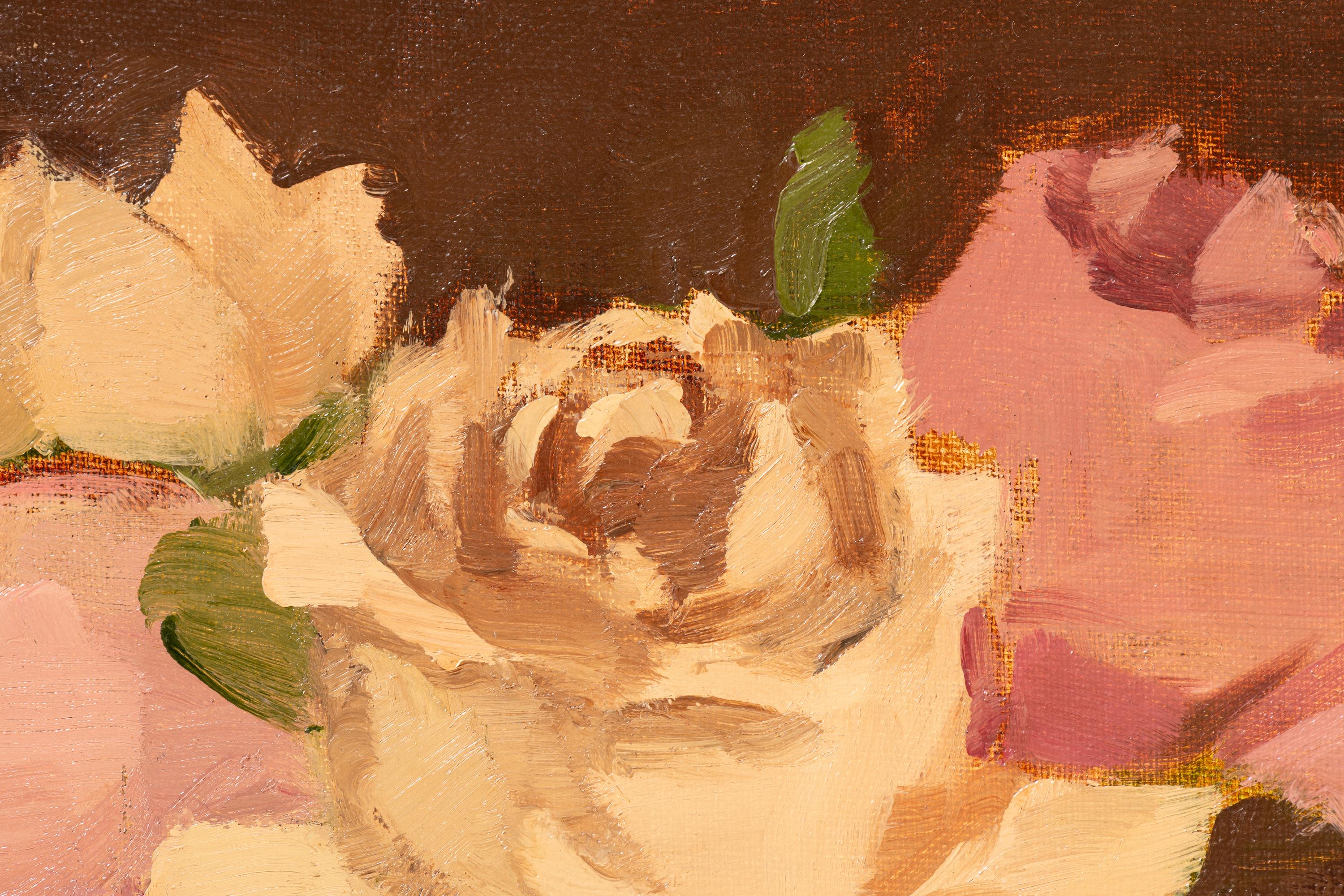 Pink Roses in a Glass Vase , 1980