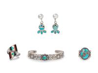 A Collection of Silver and Turquoise Jewelry,