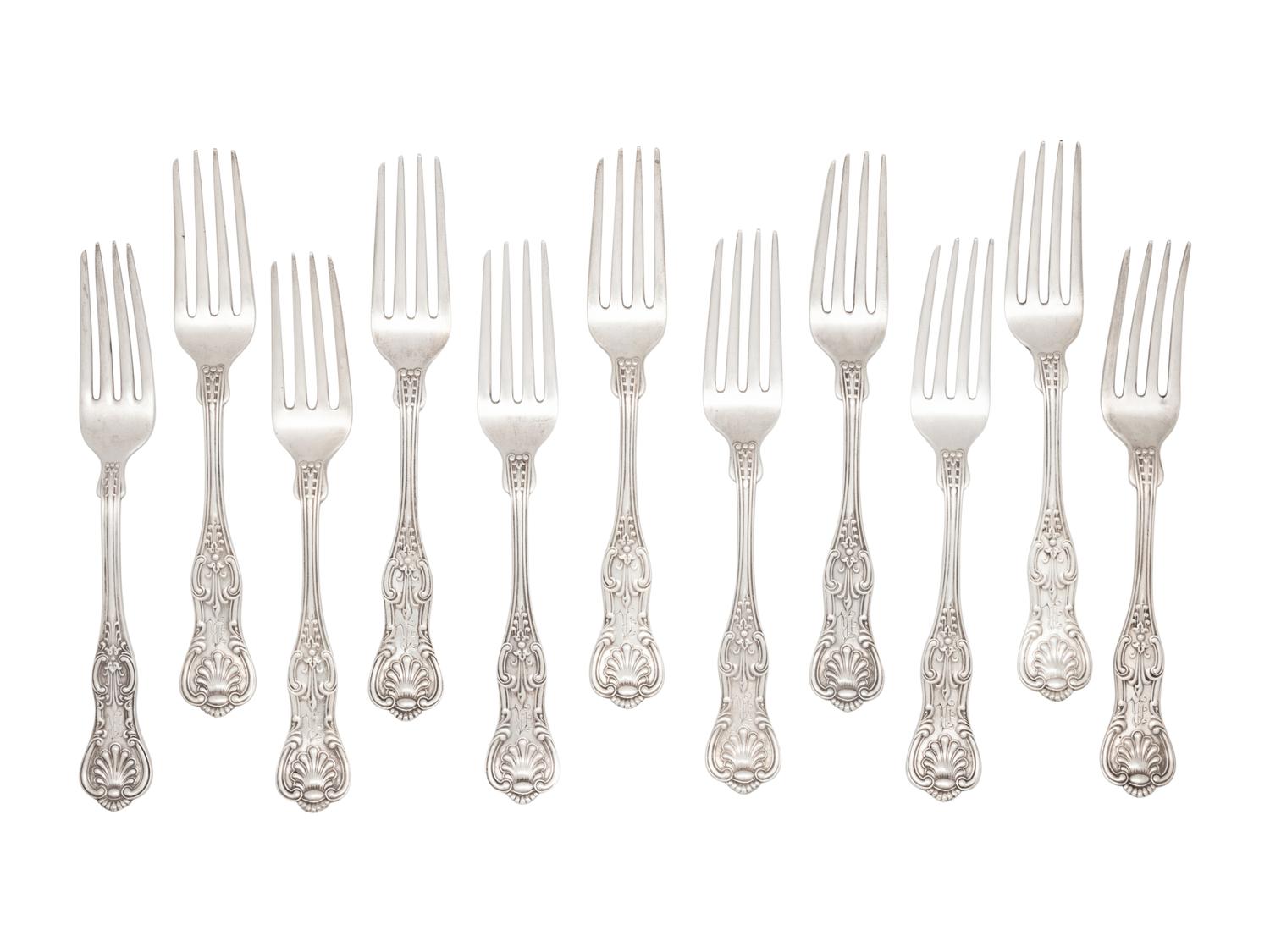 A Set of Thirteen Silver Luncheon Forks