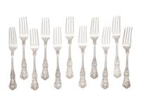A Set of Thirteen Silver Luncheon Forks