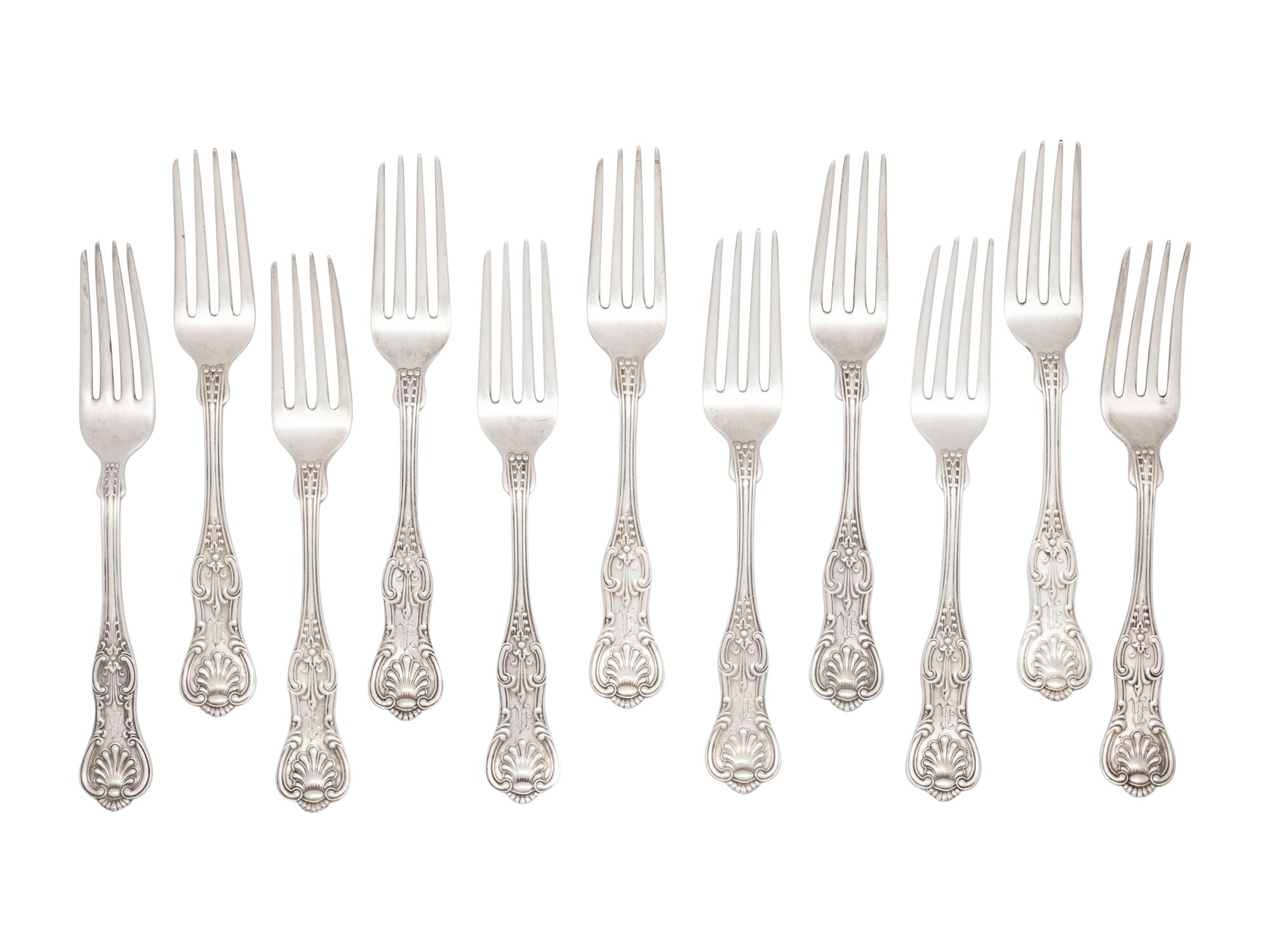 A Set of Thirteen Silver Luncheon Forks