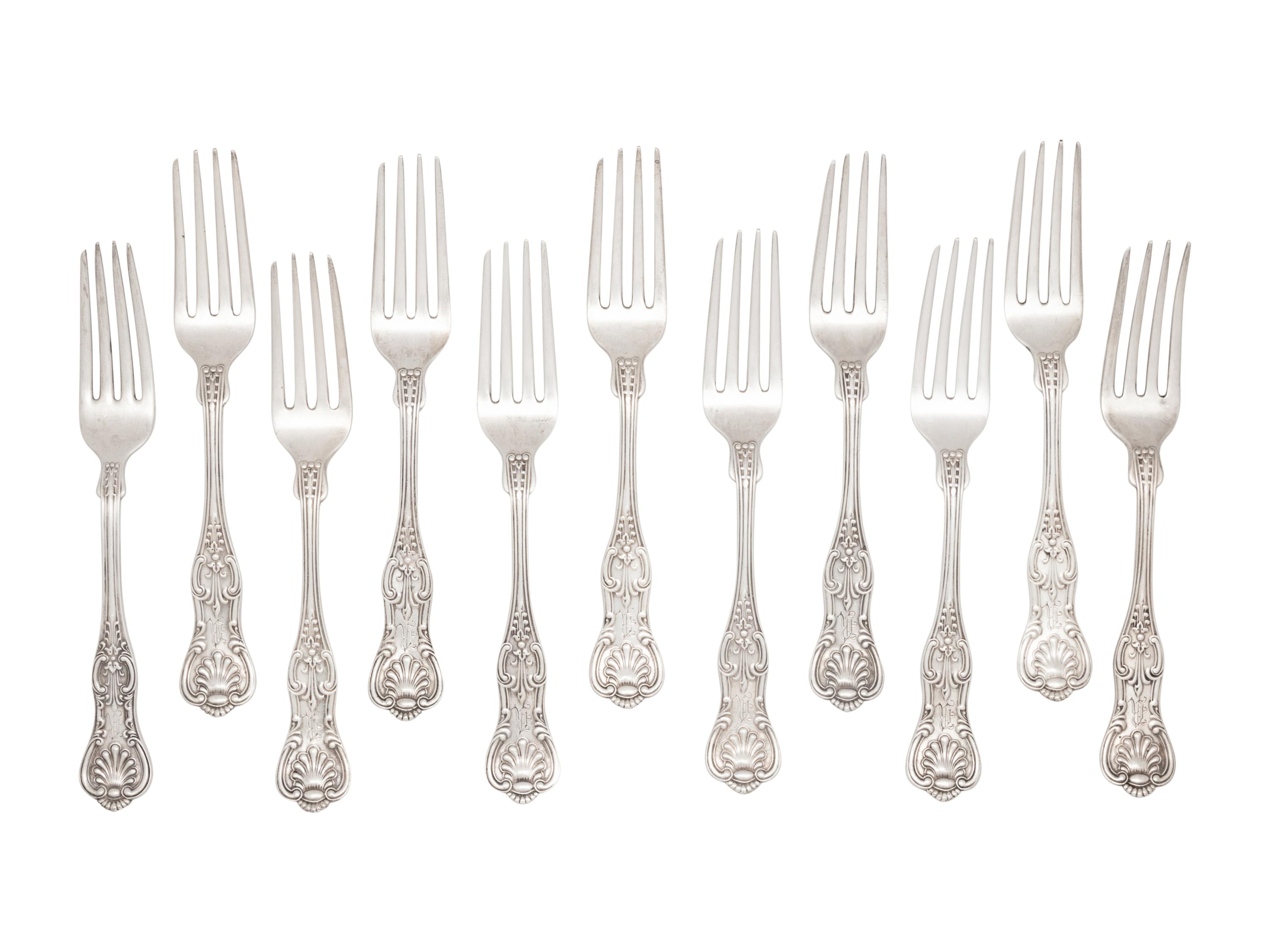 A Set of Thirteen Silver Luncheon Forks