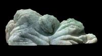 A Chinese Apple Green and Pale Celadon Jadeite Mountain-Form Brush Rest, Bijia