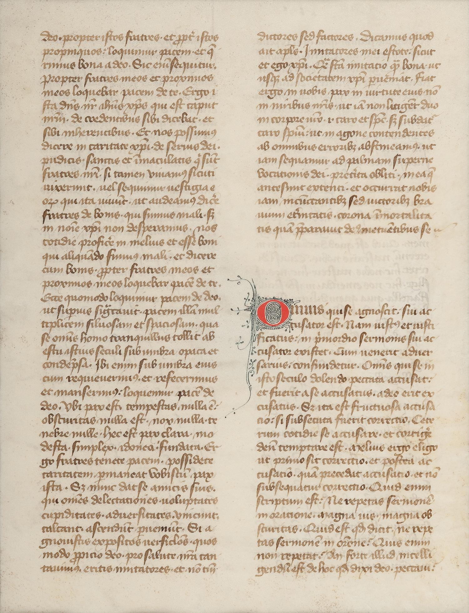 [MANUSCRIPT LEAF -- BIBLE]. One leaf on vellum, in Latin. France, ca 14th century.