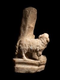 A Roman Marble Sculpture Base with a Ram