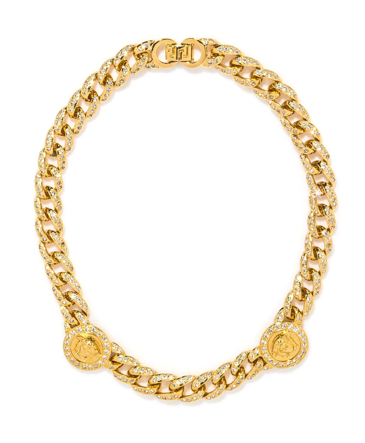 A Gianni Versace Medusa Medallion and Rhinestone Link Necklace,