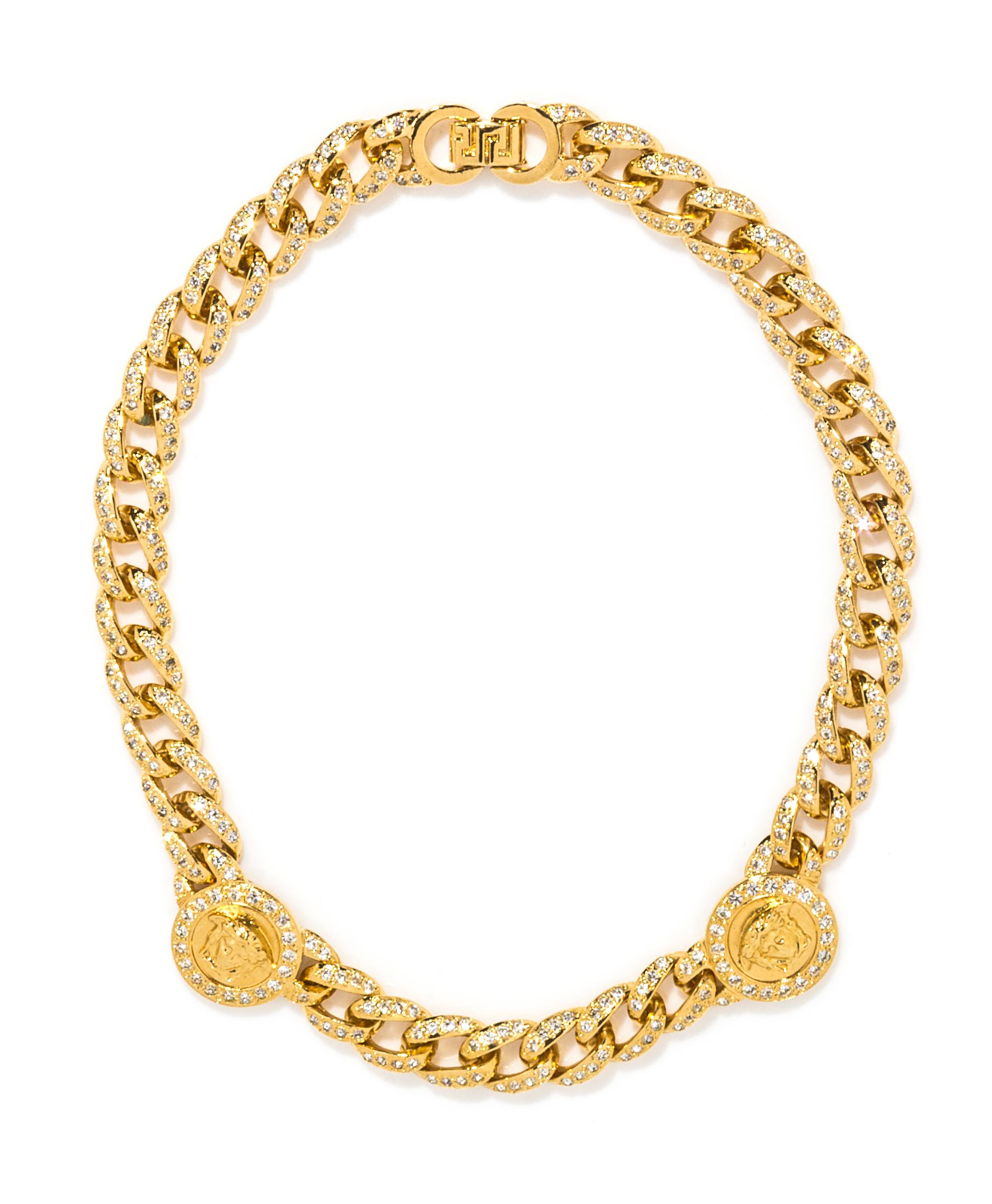 A Gianni Versace Medusa Medallion and Rhinestone Link Necklace,