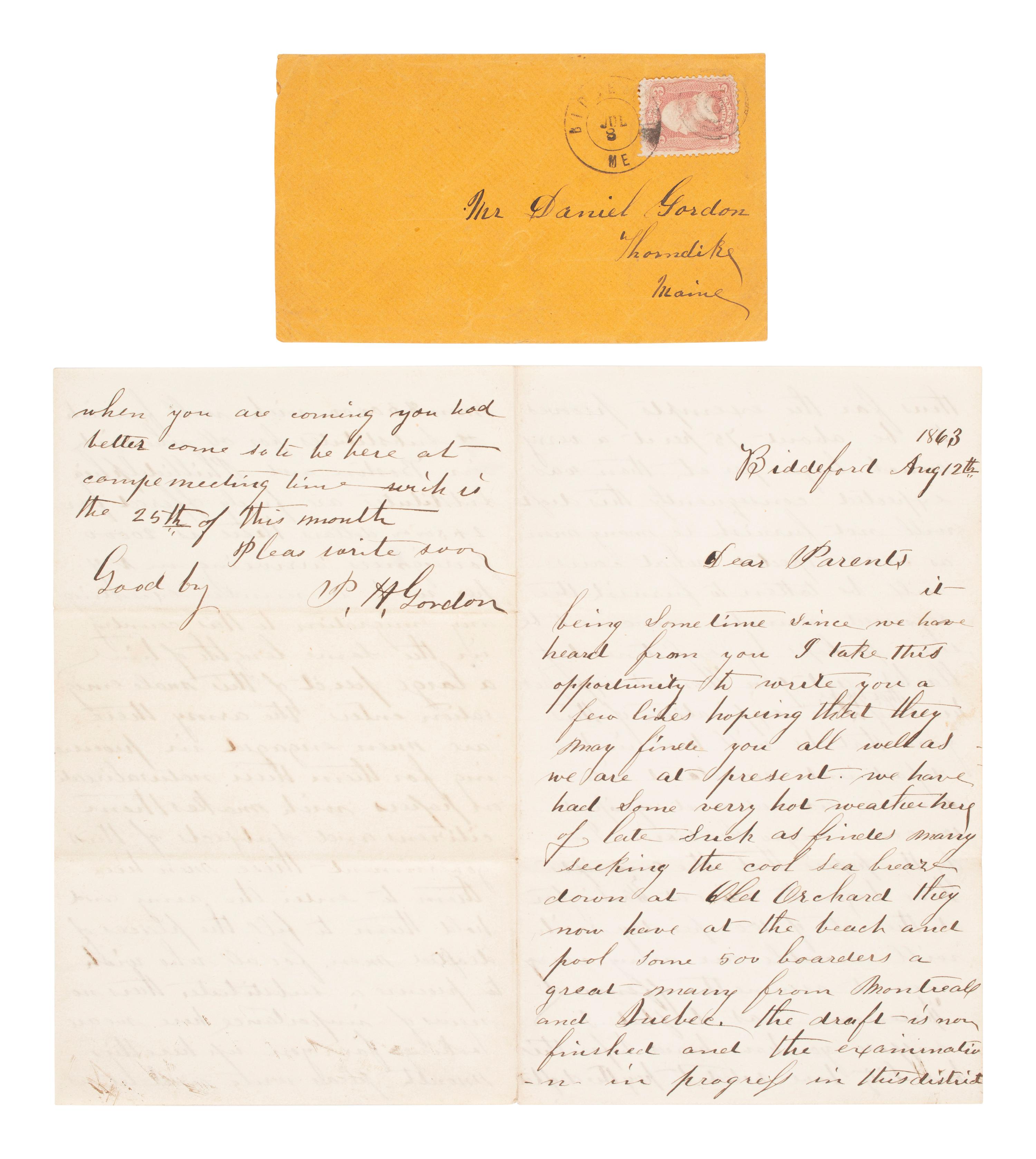 [CIVIL WAR]. Letter with details on the draft & substitution of immigrant and Black soldiers. 1863.