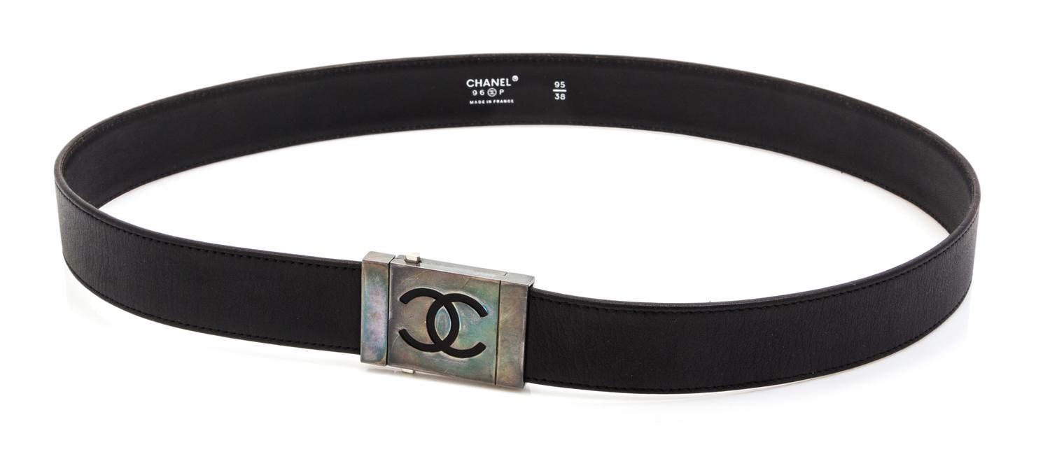 A Chanel Black Leather Belt,