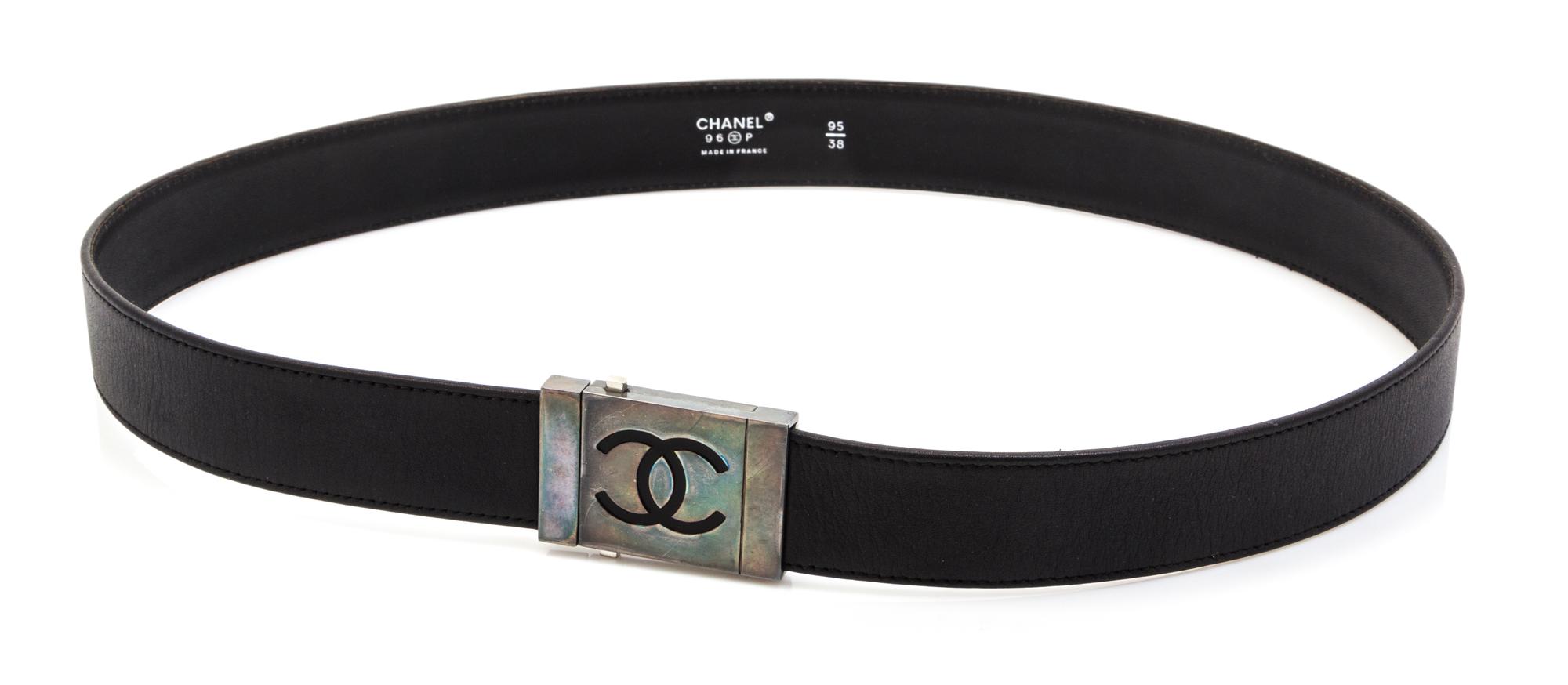 A Chanel Black Leather Belt,