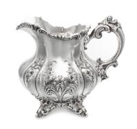 An American Silver Water Pitcher, Theodore B. Starr, New York, NY, Late 19th/Early 20th Century, the squat, baluster form body worked t