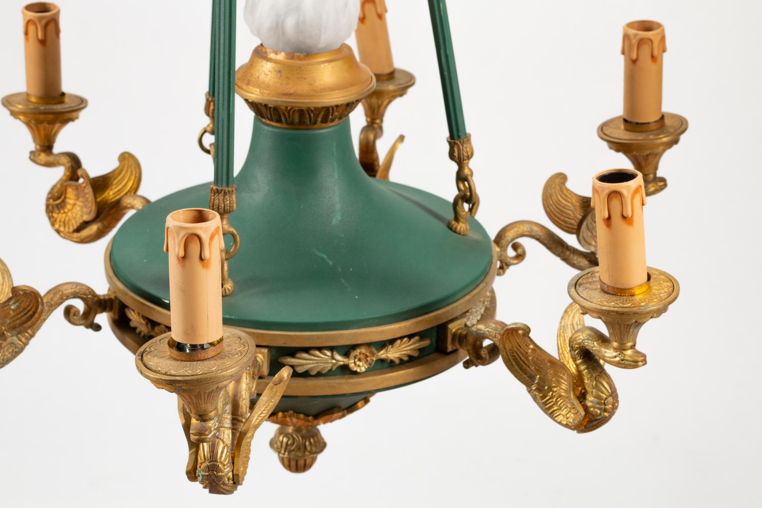 A Pair of Empire Style Seven-Light Chandeliers