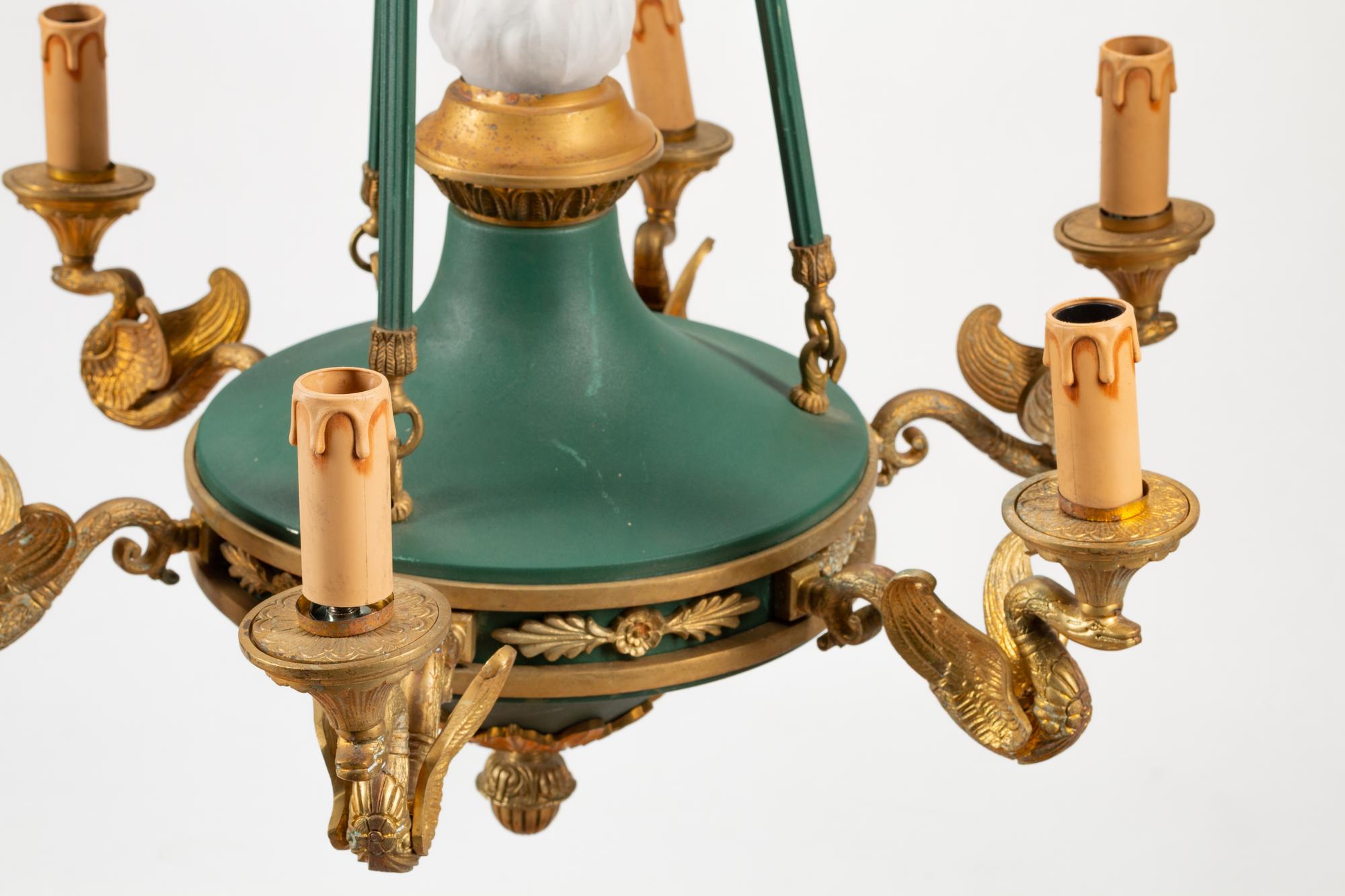 A Pair of Empire Style Seven-Light Chandeliers