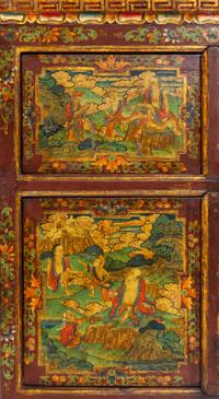 A Sino-Tibetan Lacquered and Painted Multi-Part Cabinet
