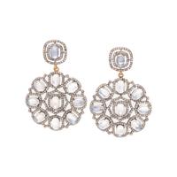 MOONSTONE AND DIAMOND EARRINGS