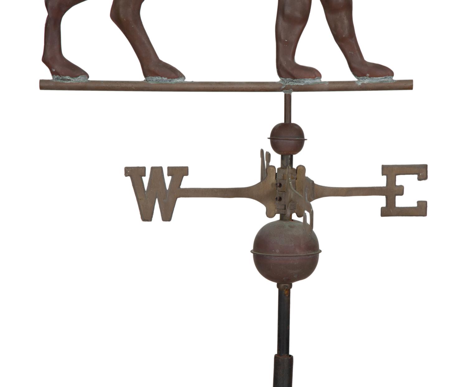 A Copper Bloodhound Weathervane with Directionals