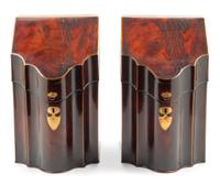 A Pair of George III Mahogany Cutlery Boxes Height 14 1/2 inches. — EARLY 19TH CENTURY