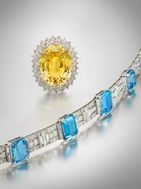YELLOW SAPPHIRE AND DIAMOND BROOCH