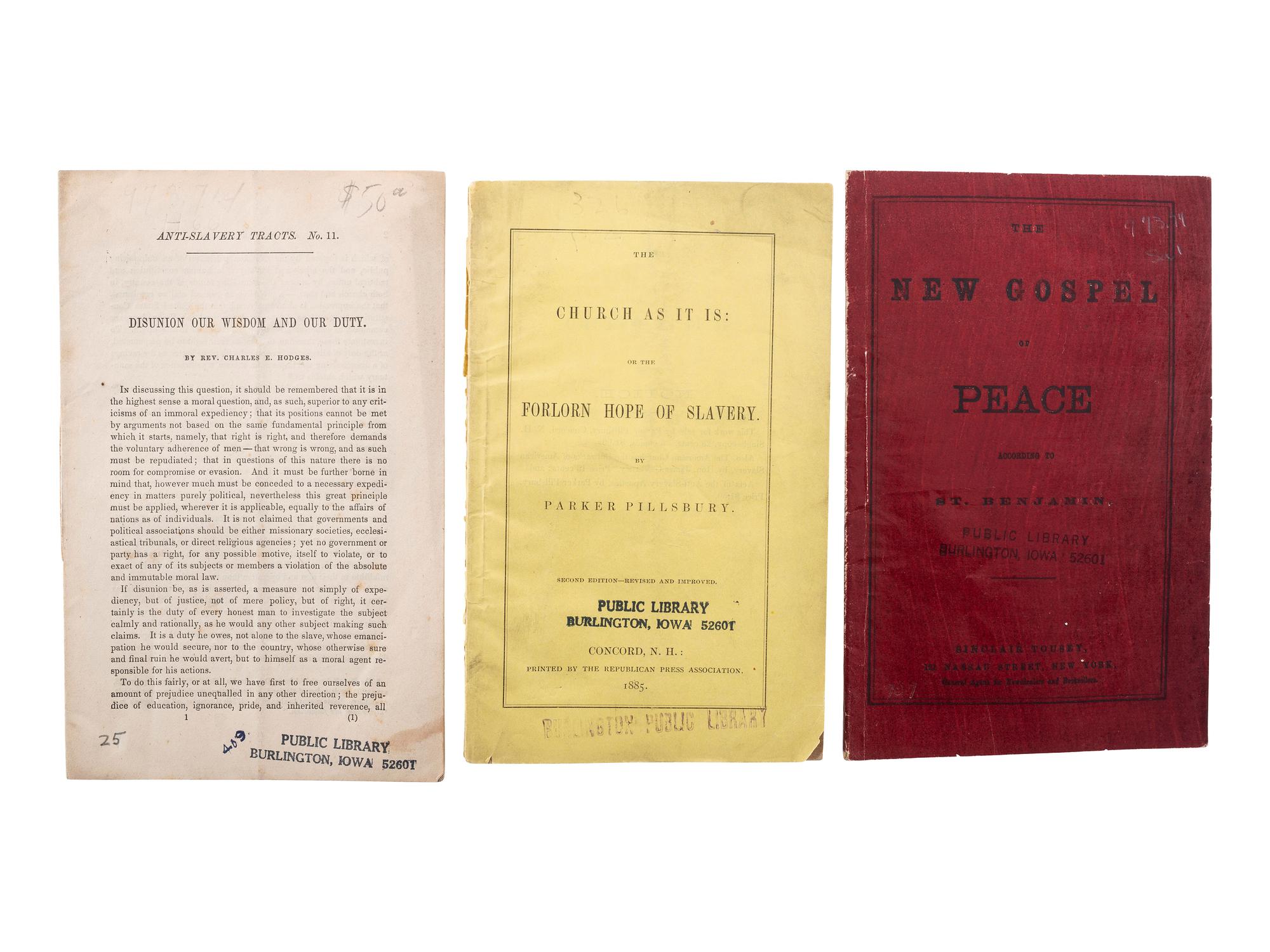[SLAVERY, ABOLITION & EMANCIPATION]. A group of 40 antebellum and Civil War-era pamphlets on enslavement, abolition, emancipation, and colonization, comprising:
