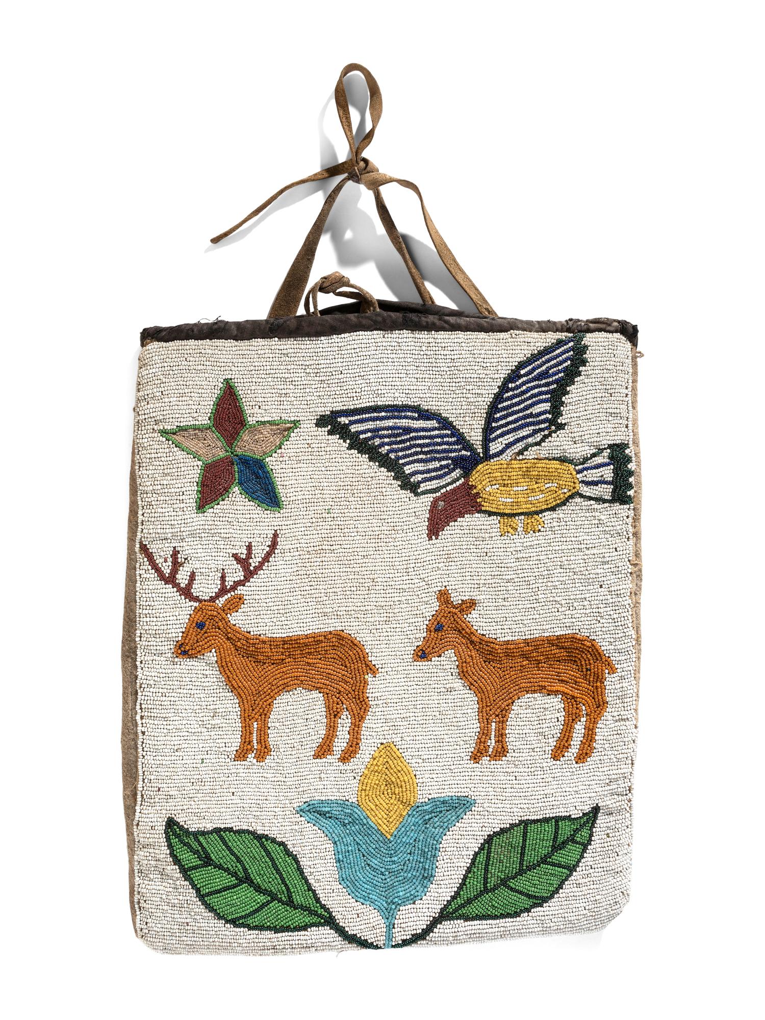 Plateau Beaded Hide Bag, with Deer and Eagle