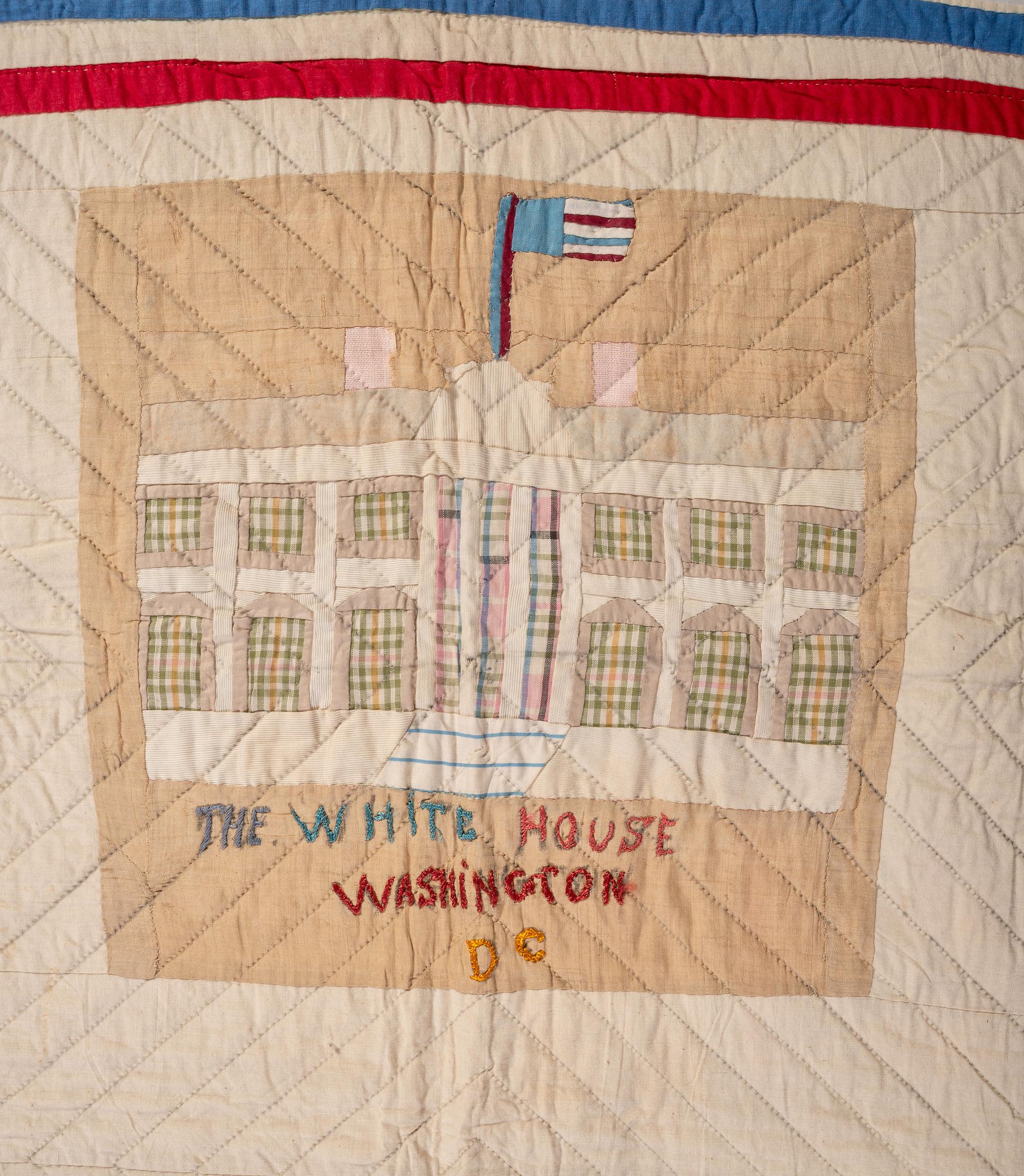 [CIVIL WAR]. An embroidered and appliqued pictorial quilt of Civil War interest.