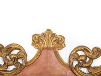 An Italian Painted and Parcel Gilt Upholstered Headboard with Upholstered Lower Panel